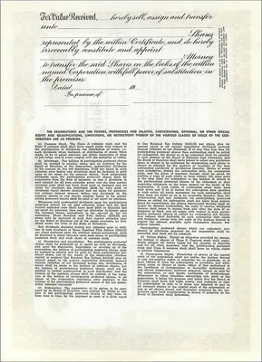 Acción de la sociedad John Blair & Company — Delaware — serie A — Reverso
