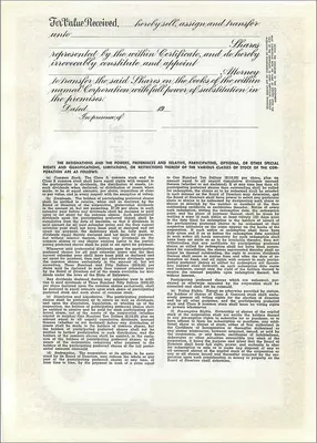 Ação da empresa John Blair & Company — ação da classe A — editor Dwight & M. M. Jackson, Chicago, IL — Verso