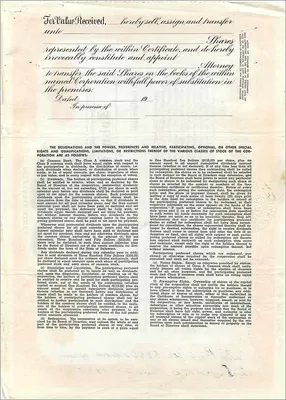 Certificato di azioni preferenziali — John Blair & Company — n°2 — Verso