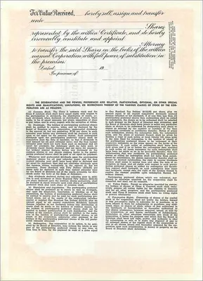 Azione privilegiata dell'azienda John Blair & Company — Delaware — n° P 4 — Verso