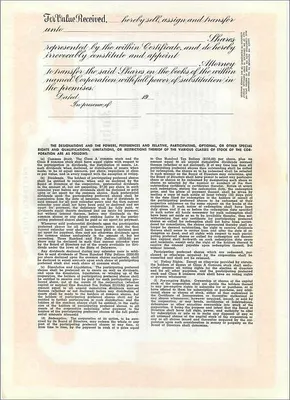 Certificato di azioni preferenziali — John Blair & Company — Delaware — Verso