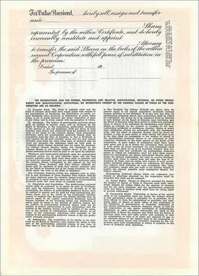Acción preferente de la sociedad John Blair & Company — editor Dwight & M. N. Jackson, Chicago, IL — Reverso
