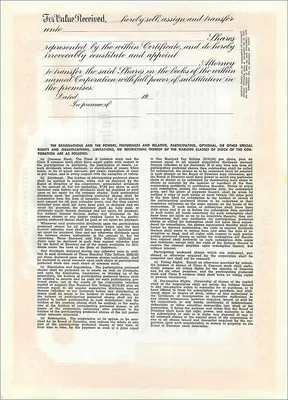 Certificado de acciones preferentes — John Blair & Company — Delaware — Reverso