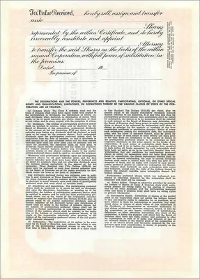 Certificado de acciones preferentes — John Blair & Company — Delaware — Reverso