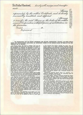 Certificato di quote preferenziali — John Blair & Company — Delaware — Verso