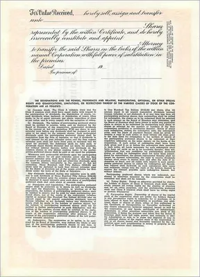 Certificado de acciones preferentes — John Blair & Company — Delaware — Reverso