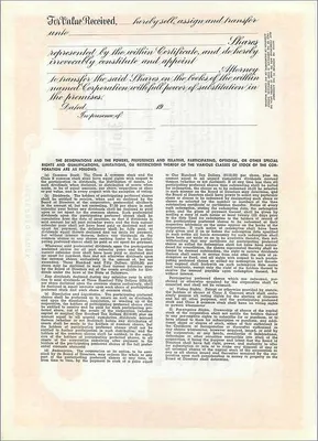 Shareholder of John Blair & Company — preference certificate — publisher Dwight & M. H. Jackson, Chicago — Back