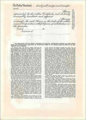 Certificato di azioni privilegiate — John Blair & Company — Delaware — Verso