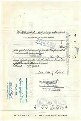 Certificat de 100 actions de la Great Atlantic & Pacific Tea Company — éditeur Morgan Guaranty Trust Company — Verso