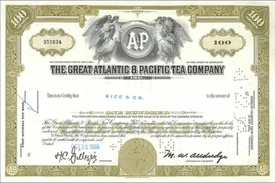 Hành động của Great Atlantic & Pacific Tea Company — 100 cổ phần — Nhà xuất bản First National City Bank