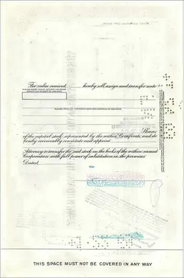 Certificado de 100 acciones de la Great Atlantic & Pacific Tea Company — editor: Morgan Guaranty Trust Company — Reverso