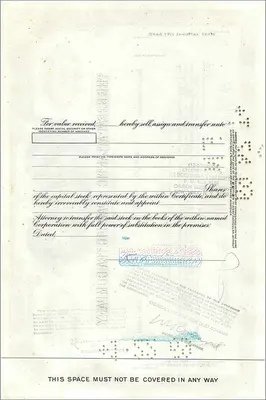 Certificate of 100 shares of the Great Atlantic & Pacific Tea Company — Publisher: Morgan Guaranty Trust Company — Back