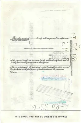 Aktienzertifikat der Great Atlantic & Pacific Tea Company — 100 Aktien — Verlag: First National City Bank — Rückseite
