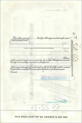 Great Atlantic & Pacific Tea Company의 100주 증권 — 발행사 First National City Bank — 뒷면