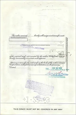 Great Atlantic & Pacific Tea Companyの株式100株の証明書 — Merrill Lynch Pierce Fenner & Smith Incorporated — 裏面