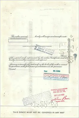 Certificate of 100 shares of the Great Atlantic & Pacific Tea Company — publisher American Bank Note Company, n° 304671 — Back