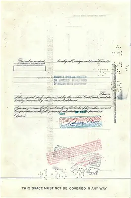 Certificado de 100 acciones de la Great Atlantic & Pacific Tea Company — Lehman Bros — n° 304936 — Reverso