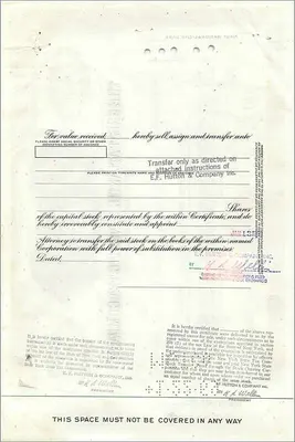 Certificato di 100 azioni della Great Atlantic & Pacific Tea Company — editore Morgan Guaranty Trust Company — Verso