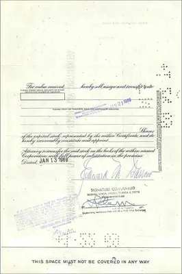 Certificate of shares of the Great Atlantic & Pacific Tea Company — publisher Morgan Guaranty Trust Company — Back