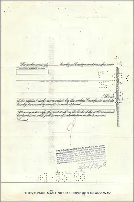 Certificado de acciones de la Great Atlantic & Pacific Tea Company — Arthur J. Bernstein — fechado 2 de abril de 1966 — Reverso