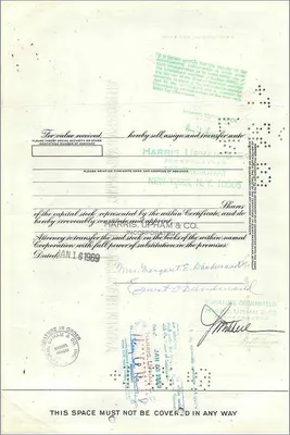 Acción de la Great Atlantic & Pacific Tea Company — certificado de acción — editor Harris Upham & Co. — Reverso