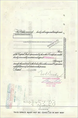 Action de la Great Atlantic & Pacific Tea Company — certificat d'actions — First National City Bank, Philadelphia — Verso