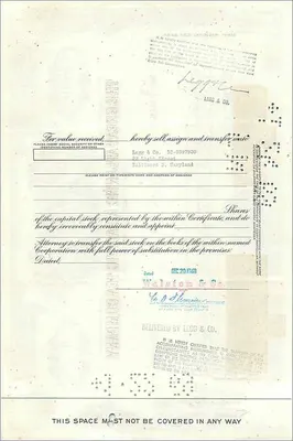 Certificado de ações da Great Atlantic & Pacific Tea Company — editor Morgan Guaranty Trust Company — Verso