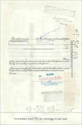 Share of the Great Atlantic & Pacific Tea Company — Walston & Co. — n° 0527125 — Back