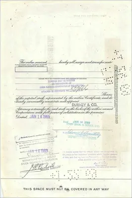 Certificado de ações da Great Atlantic & Pacific Tea Company — Stein Bros & Boyce Inc — n° 0526670 — Verso