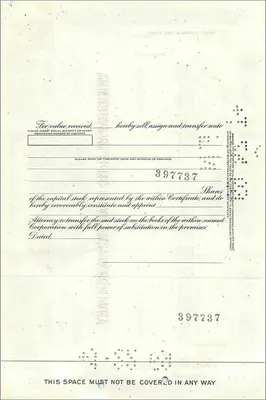 Aktienzertifikat der Great Atlantic & Pacific Tea Company — Joseph Alexander Dillmann — n° 0462575 — Rückseite