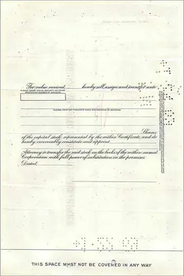 Certificado de ações da Great Atlantic & Pacific Tea Company — série 0500314 — Verso