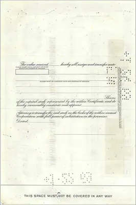 Great Atlantic & Pacific Tea Company 股票 — 33 股 — 发行方 First National City Bank — 背面