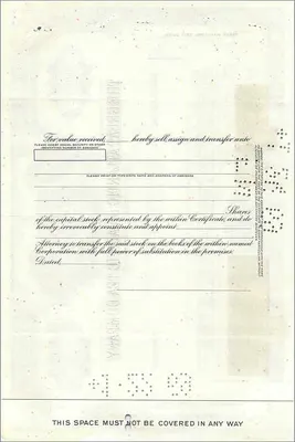 Certificado de ações da Great Atlantic & Pacific Tea Company — n° 0526057 — editor Morgan Guaranty Trust Company — Verso