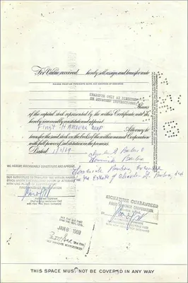 Certificado de acciones de The Great Atlantic & Pacific Tea Company — Charles G. Barbera & Dominick Barbera J/T — fechado 15 de abril de 1959 — Reverso