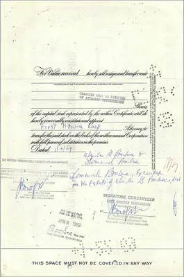 Action of the Great Atlantic & Pacific Tea Company — certificate of 1 share — publisher Morgan Guaranty Trust Company — Back