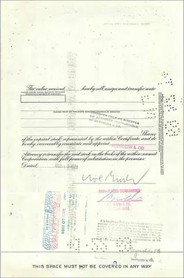 Azione della Great Atlantic & Pacific Tea Company — 3 azioni — editore Morgan Guaranty Trust Company — Verso