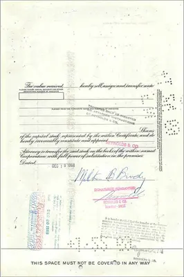 Aandelenbewijs van de Great Atlantic & Pacific Tea Company — Milton B. Brody — n° 0367614 — Achterkant