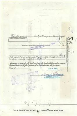 Aandeel van de Great Atlantic & Pacific Tea Company — 5 aandelen — uitgever Morgan Guaranty Trust Company — Achterkant