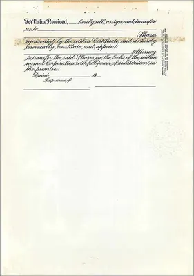 Certificado de acciones de John Blair & Company — Delaware — n° 7001 — Reverso