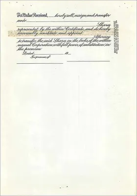 Certificado de acciones de la sociedad John Blair & Company — Delaware — Reverso