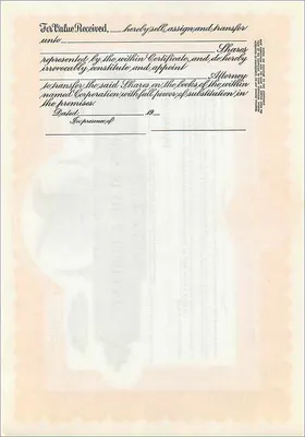 Certificado de acciones de la sociedad John Blair & Company — Delaware — Reverso