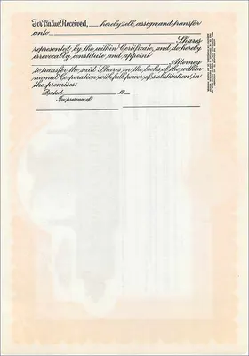 Certificate of Preferred Shares of John Blair & Company — Publisher Commercial Supply Co., Philadelphia — Back