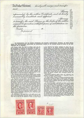 Certificado de acciones de la sociedad John Blair & Company — Delaware — N°5 — Reverso