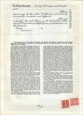 Certificado de acciones de la sociedad John Blair & Company — Clase B — editor Dwight & M. H. Jackson, Chicago — Reverso