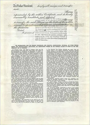 Certificado de la sociedad John Blair & Company — Clase B Common Stock — n° 17 — Reverso