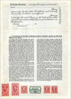 Acción societaria — John Blair & Company — certificado de 1 acción de clase B — editor Dwight & M.H. Jackson, Chicago, IL — Reverso