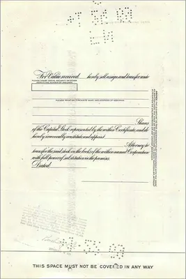大西洋与太平洋茶叶公司股票证书 — Parke Godwin，1925年 — 背面
