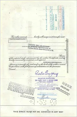 Share certificate of the Great Atlantic & Pacific Tea Company — series ST-7883-1 — publisher American Bank Note Company — Back