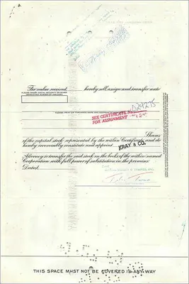 Share Certificate of the Great Atlantic & Pacific Tea Company — Publisher Morgan Guaranty Trust Company — Back