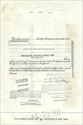 Action de la Great Atlantic & Pacific Tea Company — 45 actions — éditeur First National City Bank — Verso